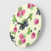 ラズベリー、カラント水の色のパターン ラージ壁時計 (傾斜)