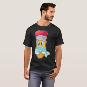 ラズベリー ストライプ フィッシュ 水彩画 Tシャツ (正面フル)