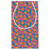 ラズベリー、タンジェリンオンブライトターコイズブルー スモールペーパーバッグ (裏面)