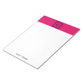 ラズベリー、ネイビーブルーギリシャ鍵#1フレームモノグラム ノートパッド (アングル)