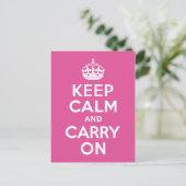 ラズベリー ピンク Keep Calm and Carry On ポストカード (スタンド正面)