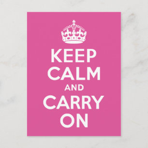 ラズベリー ピンク Keep Calm and Carry On ポストカード