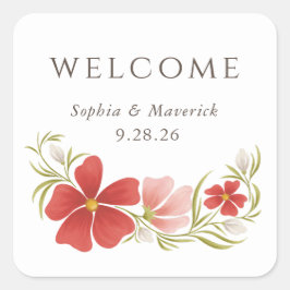 ラズベリー＆ブッシュ ボールド フラワーステッカー スクエアシール