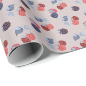 ラズベリー、ブラックベリー、ピンクの葉 ラッピングペーパー (ロールコーナー)