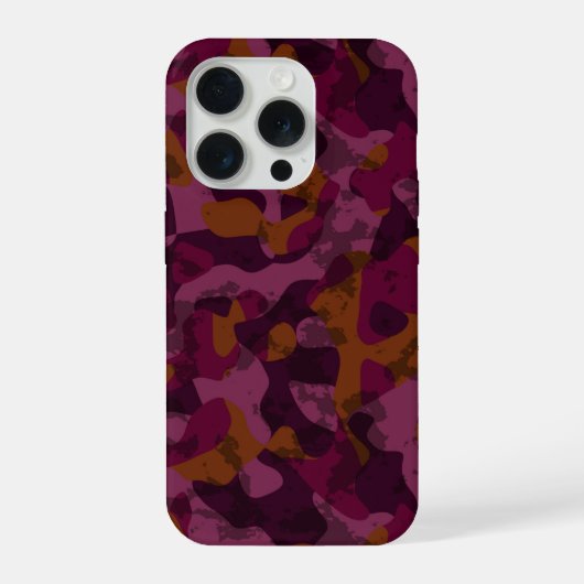 ラズベリー、マルベリー、マロン、ナツメグのカモフラージュ iPhoneケース (裏面)