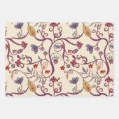 ラズベリー、ミント、クリームボホパターン ラッピングペーパーシート (正面2)