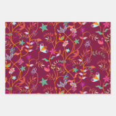 ラズベリー、ミント、クリームボホパターン ラッピングペーパーシート (正面)