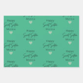 ラズベリー、ミント、スウィート16パーソナライズされた誕生日 ラッピングペーパーシート (正面2)