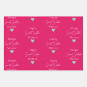 ラズベリー、ミント、スウィート16パーソナライズされた誕生日 ラッピングペーパーシート (正面)