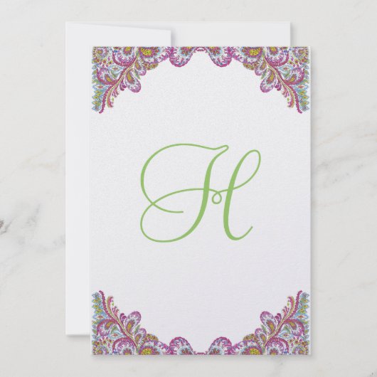 ラズベリー&ライムオンアイスペイズリー結婚式招待状 招待状 (正面)