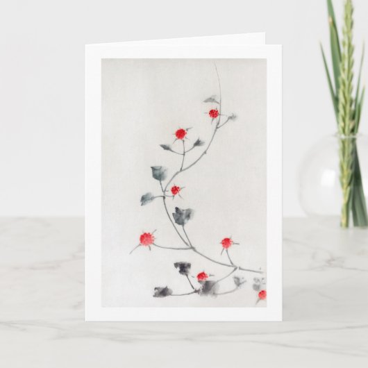 ラズベリー、北斎、浮世絵 カード (正面)