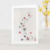 ラズベリー、北斎、浮世絵 カード (黄色い花)