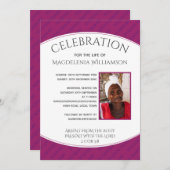 ラズベリー 命の祝祭 フォト 葬儀 招待状 (正面/裏面)