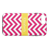 ラズベリーLg Chevron Pineapple名モノグラム Case-Mate iPhoneケース (裏面(横))