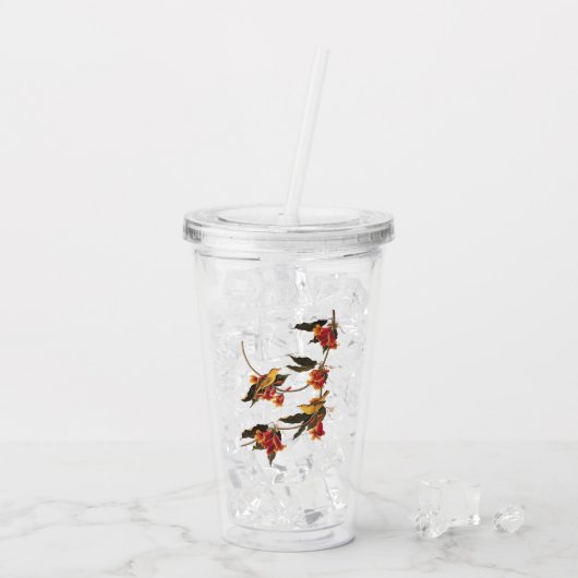 ラズボーンのウグイスの鳴き鳥のクロスバイン アクリルタンブラー (アイス裏面)