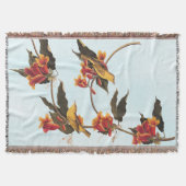 ラズボーンのウグイスの鳴き鳥のクロスバイン スローブランケット (正面)