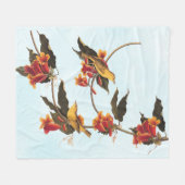 ラズボーンのウグイスの鳴き鳥のクロスバイン フリースブランケット (正面(横))