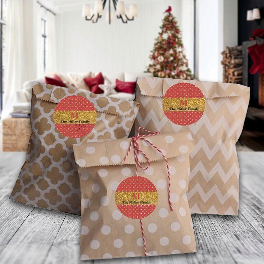 ラズル・ダズル クリスマス グリッター ポルカドット カスタム ラウンドシール