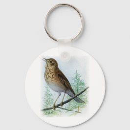 ラセットを背にしたツグミ キーホルダー