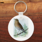 ラセットを背にしたツグミ キーホルダー (正面)