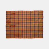 ラセットブラウン、オレンジ、黄色の格子縞 フリースブランケット (正面(横))