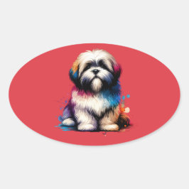 ラソアッソ犬 楕円形シール