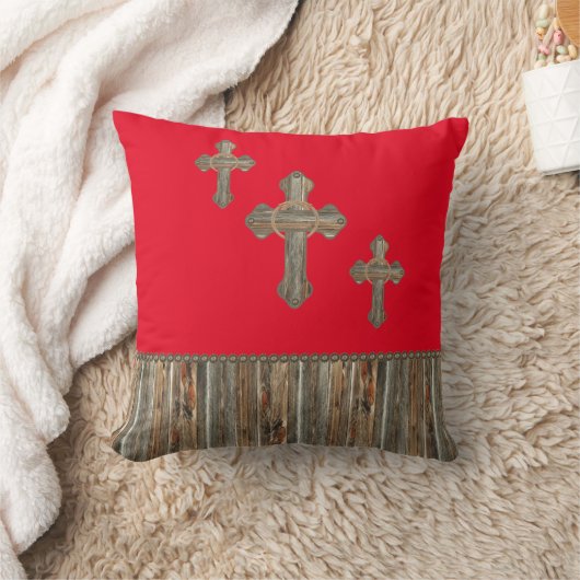 ラソスとコンコスで十字架を結ぶ西部の納屋の木 クッション (ブランケット)