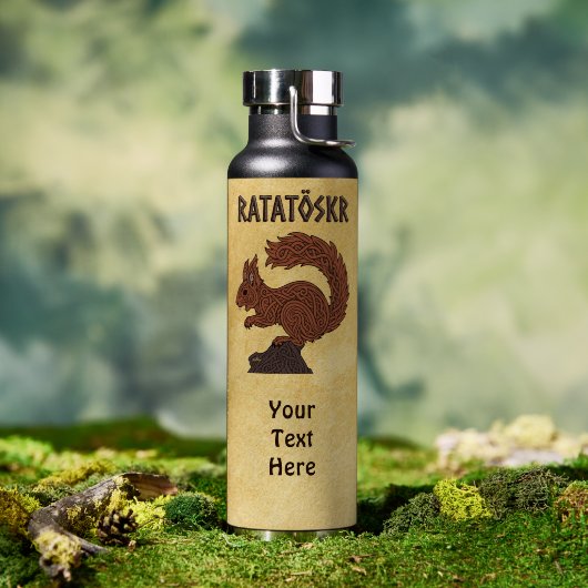 ラタトスク、北欧/バイキングのリス ウォーターボトル (アウトドア (回転後))