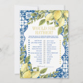 ラタリアイタリアンは彼女はむしろ誕生日のゲームカード 招待状 (正面)