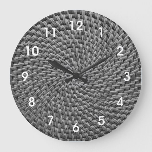 ラタンウィッカーボホモノグラムバスケ トゥイーヴラージCL ラージ壁時計 (正面)