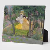 ラダとクリシュナは開花の森の中で抱擁する フォトプラーク (側面)