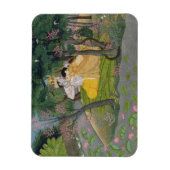 ラダとクリシュナは開花の森の中で抱擁する マグネット (縦)