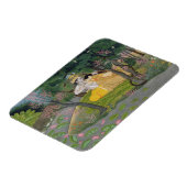 ラダとクリシュナは開花の森の中で抱擁する マグネット (左側)