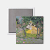 ラダとクリシュナは開花の森の中で抱擁する マグネット (正面/裏面)