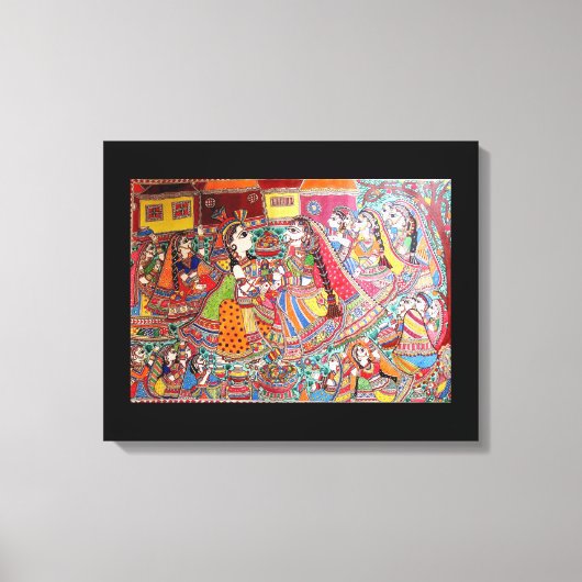 ラダクリシュナインディアンマドフバニスタイルアートプリント キャンバスプリント (正面)
