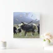 ラダックの白ヤク/チベット山脈，ヒマラヤ スクエア壁時計 (ホーム)