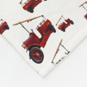 ラダーパターン付き赤ヴィンテージ消防車 フリースブランケット (角)