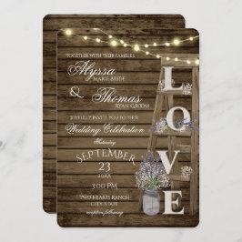 ラダー素朴ダーとライトラベンダーラブズ結婚ーズ 招待状