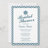 ラダー航海のブルーシェブロンストライプブライダルシャワー 招待状 (正面)