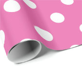ラッかわいらしピング紙：ピンク、白水玉模様 ラッピングペーパー (ロールコーナー)