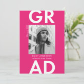 ラッはっきりしたトピンク写真卒業パーティー 招待状 (スタンド正面)