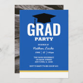 ラッはっきりしたドブルー王室の卒業式パーティー招待状 招待状 (正面/裏面)