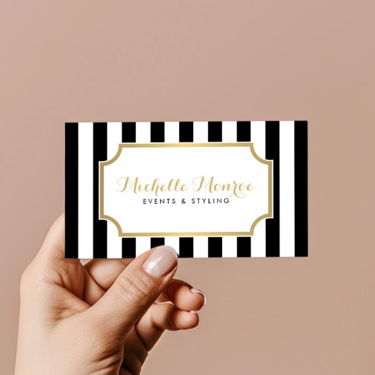 ラッエレガントクはっきりしたブラックとホワイトストライプ 名刺