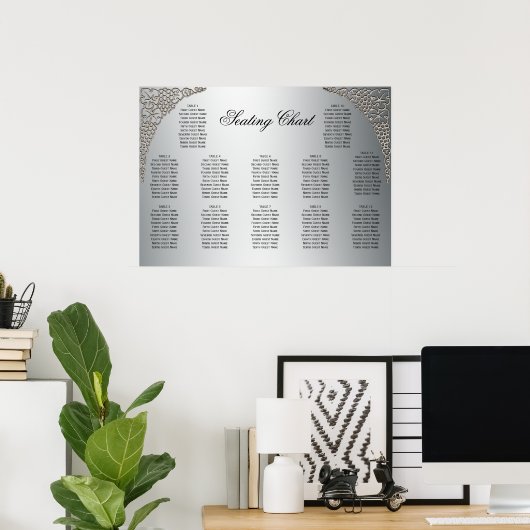 ラッエレガントクワーク銀婚式レセプションシート ポスター (ホームオフィス)