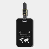 ラッエレガントグパーソナライズされた・ラベル・ブラック ラゲッジタグ (正面縦)