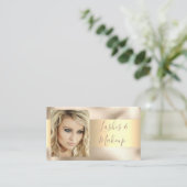 ラッエレガントシュ&メイクアップアーティスト、DIY名前金ゴールド/金ゴールド 名刺 (スタンド正面)