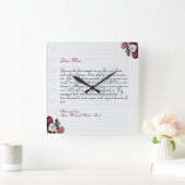 ラッエレガントフパーソナライズされたレター手書き スクエア壁時計 (ホーム)