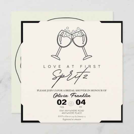 ラッエレガントブアットファーストスピリッツブライダルシャワー 招待状 (正面/裏面)