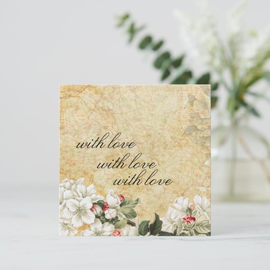 ラッエレガントブカード付きヴィンテージフローラ サンキューカード (スタンド正面)