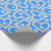 ラッカスタムピング紙、デイジーチェーン(青) ラッピングペーパー (角)